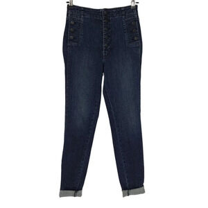 J Brand Natasha Skinny Jeans Button Fly High Rise Revival Dark Wash Denim